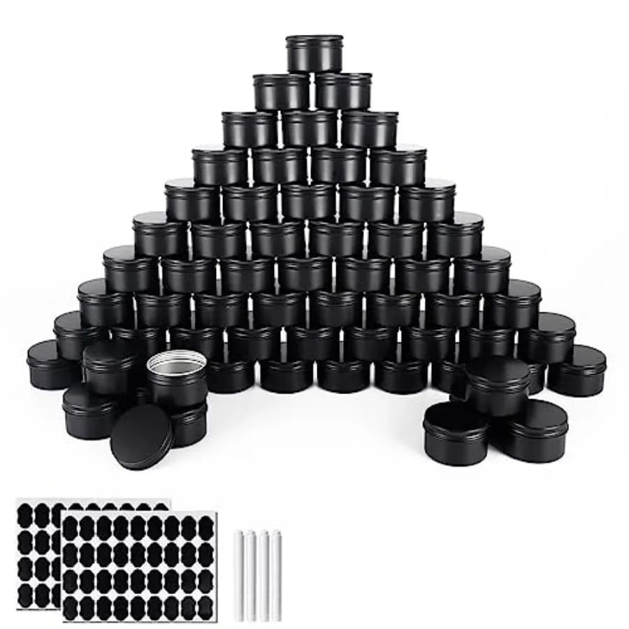 64 Pack Round Cans with Screw Lid 4 Oz Aluminum Metal Tins DIY Food Candle Containers for Lotion Bars Balms Salve Spices Beard