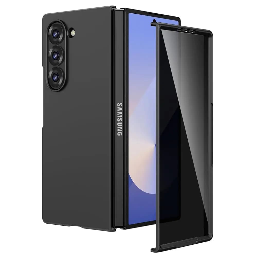 Custodia per Samsung Galaxy Z Fold 6, con protezione privacy integrata e supporto per ricarica wireless, sottile e protettiva a copertura totale