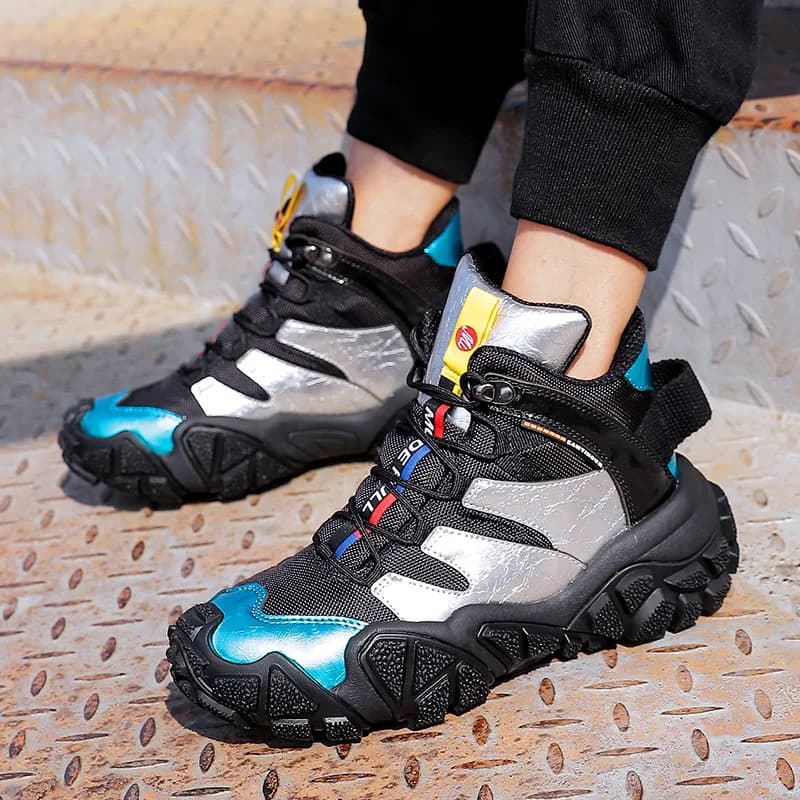 MODE FULL Scarpe da trekking per esterni scarpe da trekking da uomo autunno stivali invernali in pelle colorati alti sneakers da donna impermeabili