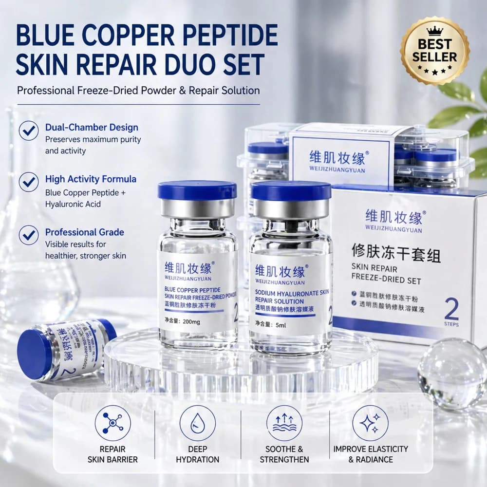 Premium GHK-Cu Blue Copper Silk Serum Set, Blue Copper Skin Care Kit