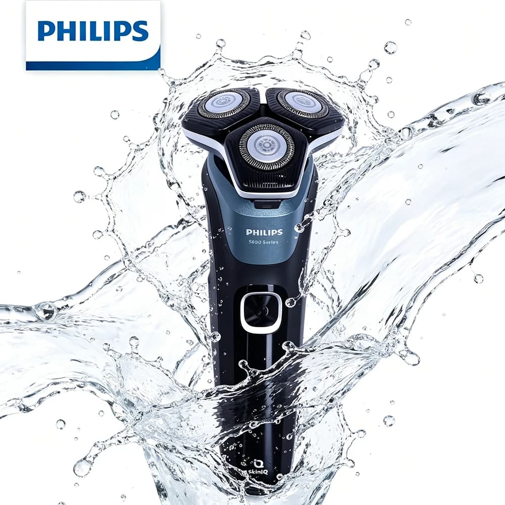 Rasoio Elettrico Philips Serie 5 S5832 per Uomo, 3 Lame, Lavabile, Ricarica Rapida in 1 Ora, Regolabarba