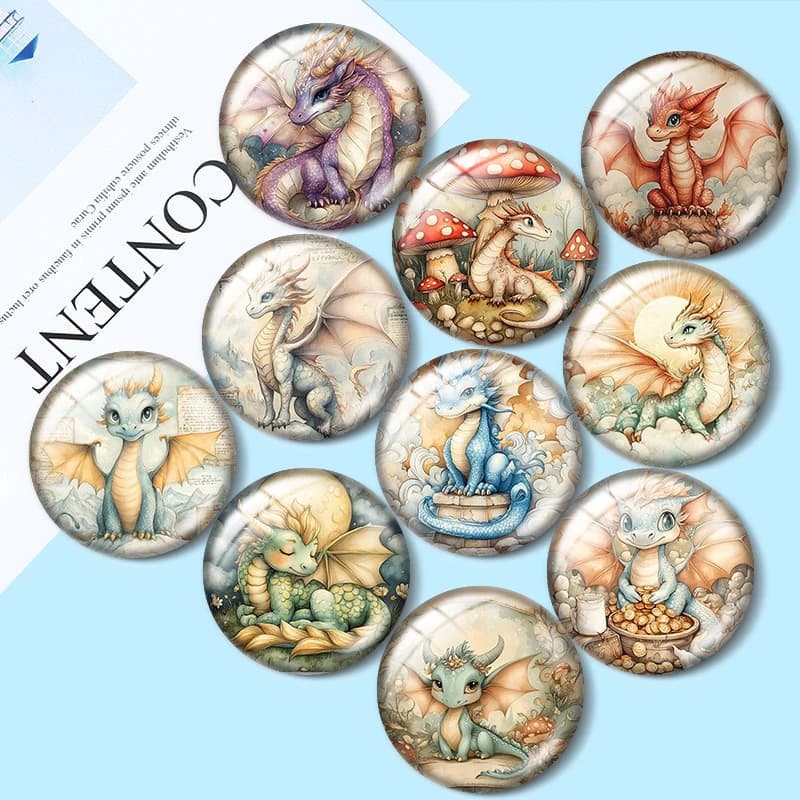 Baby Dragon 12/18/20/25mm Glass Cabochon Bracelet Pendant Rings for Jewelry Demo Earrings Back Making Findings