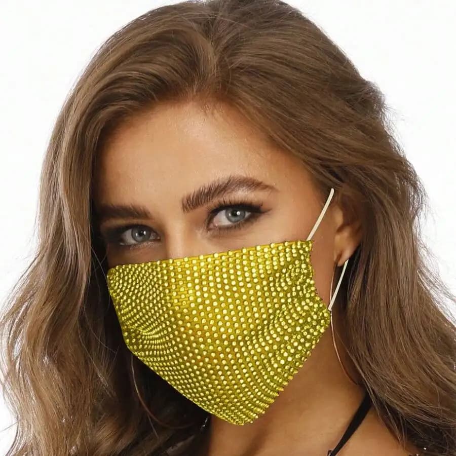 Washable Rhinestone Mesh Face Mask For Women