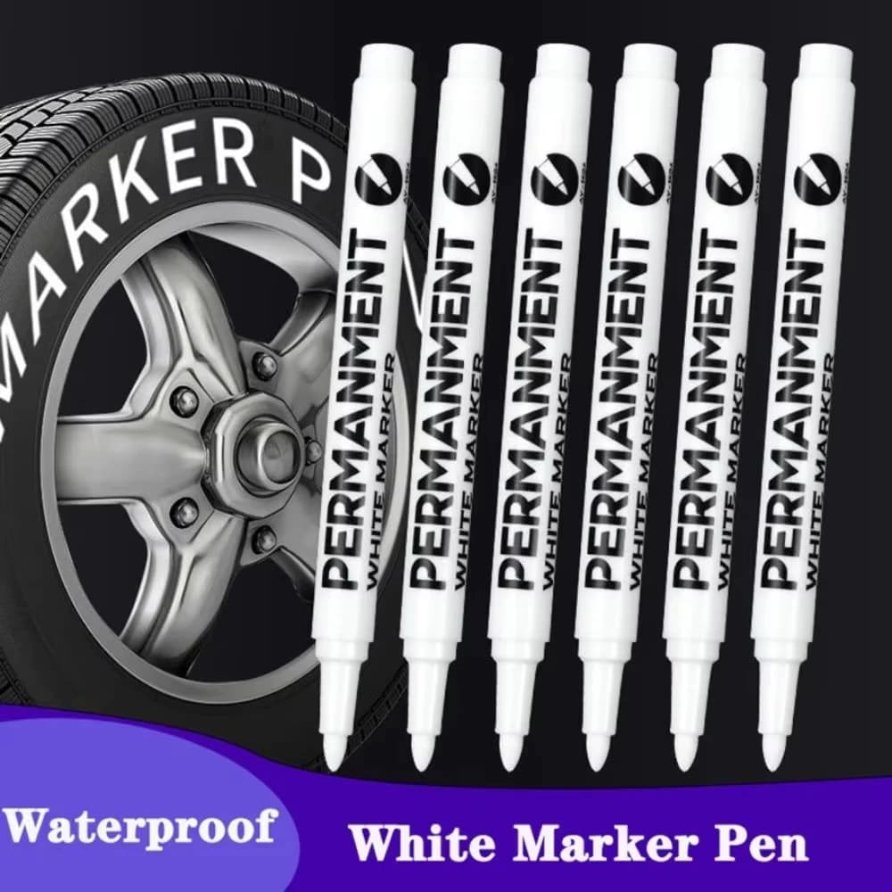 3/6Pcs Art Writing Waterproof White Paint Pen Fine Tip Oil-Based Marker Pen Acrylic Paint Marker Stationery Supplies