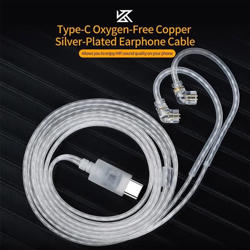 Cable for earphones KZ Silver plated update cable OFC Type-c 2 pin cable Optional microphone
