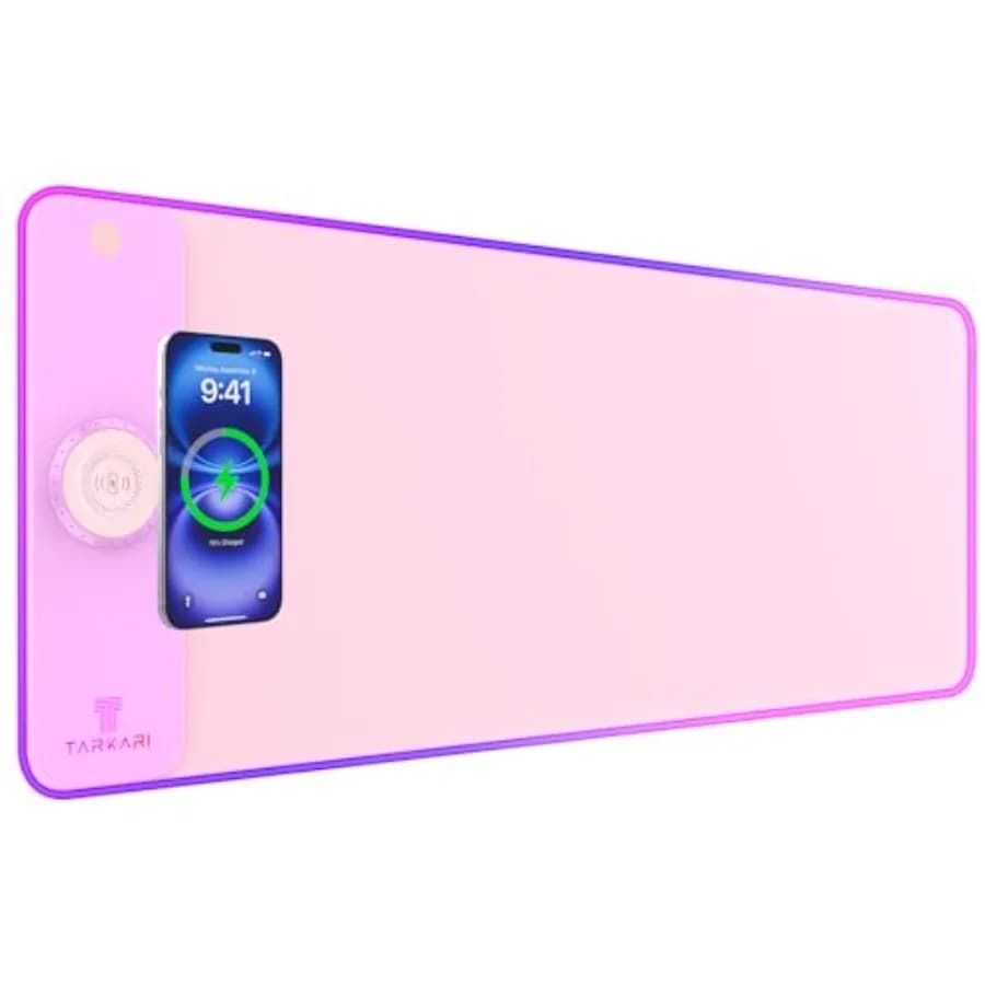 Tappetino Mouse RGB con Ricarica Wireless Magnetica, Grande Tappetino da Scrivania per Gaming, 80x30 cm, Impermeabile, Superficie Ultra-Liscia, Antiscivolo