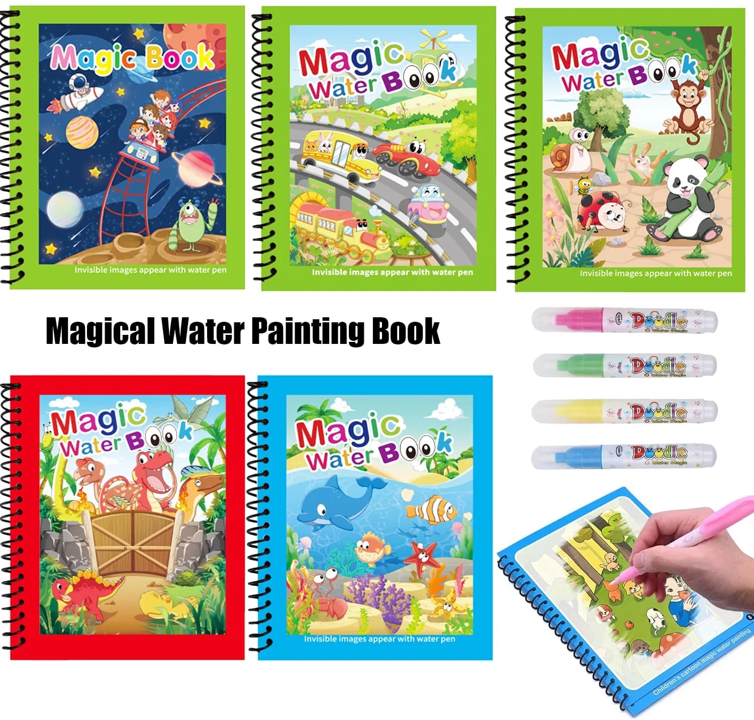 1pc Drawing for Kids Coloring Books Early Sensory Education Puzzle Drawing Toys Ocean Dinosaur Animal Water Drawing Images