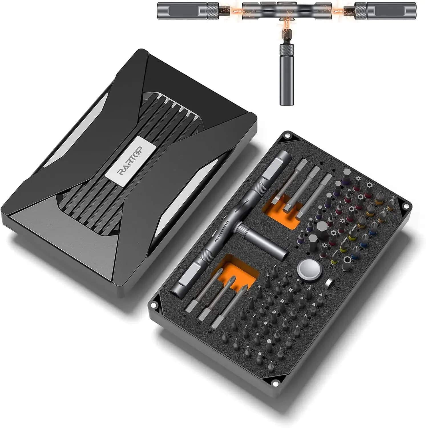 74 in 1 Ratchet Screwdriver Set, 71 Position Magnetic Ratchet Screwdriver, S2 Steel, 360 ° Ratchet Wrench, Electronic Products Multifunctional T-Handle, Computer, Camera, Bicycle Repair, Men's Gifts