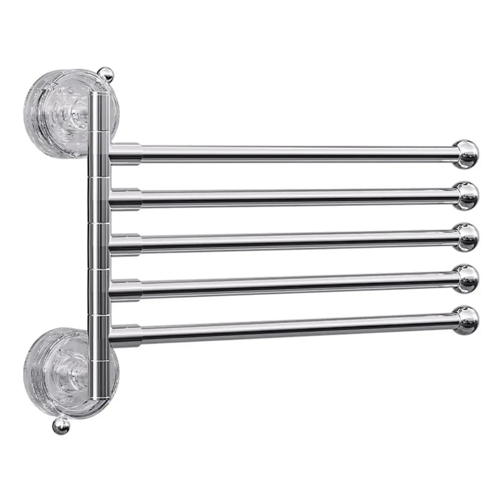 Nuovo Portasciugamani a 3/4/5 Barre con Ventosa in Plastica per Bagno 180 ° Appendiabiti Girevole e Pieghevole