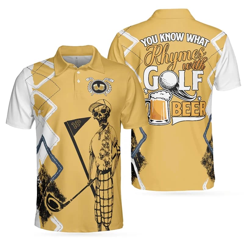 Beer And Sport Pattern Polo Shirt Men's Clothing Funny 3D Printed Fashion Shirts Outdoor Golf Skeleton Pattern 2025 New Tee Top
