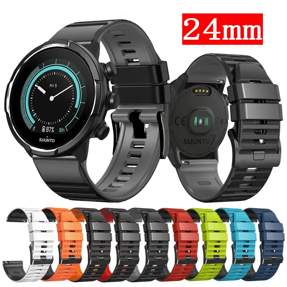 Cinturino per orologio in silicone 24mm per Suunto 9 7 D5 Spartan Sport da polso HR Baro Bracciale sportivo Smartwatch Bracciale da polso di ricambio