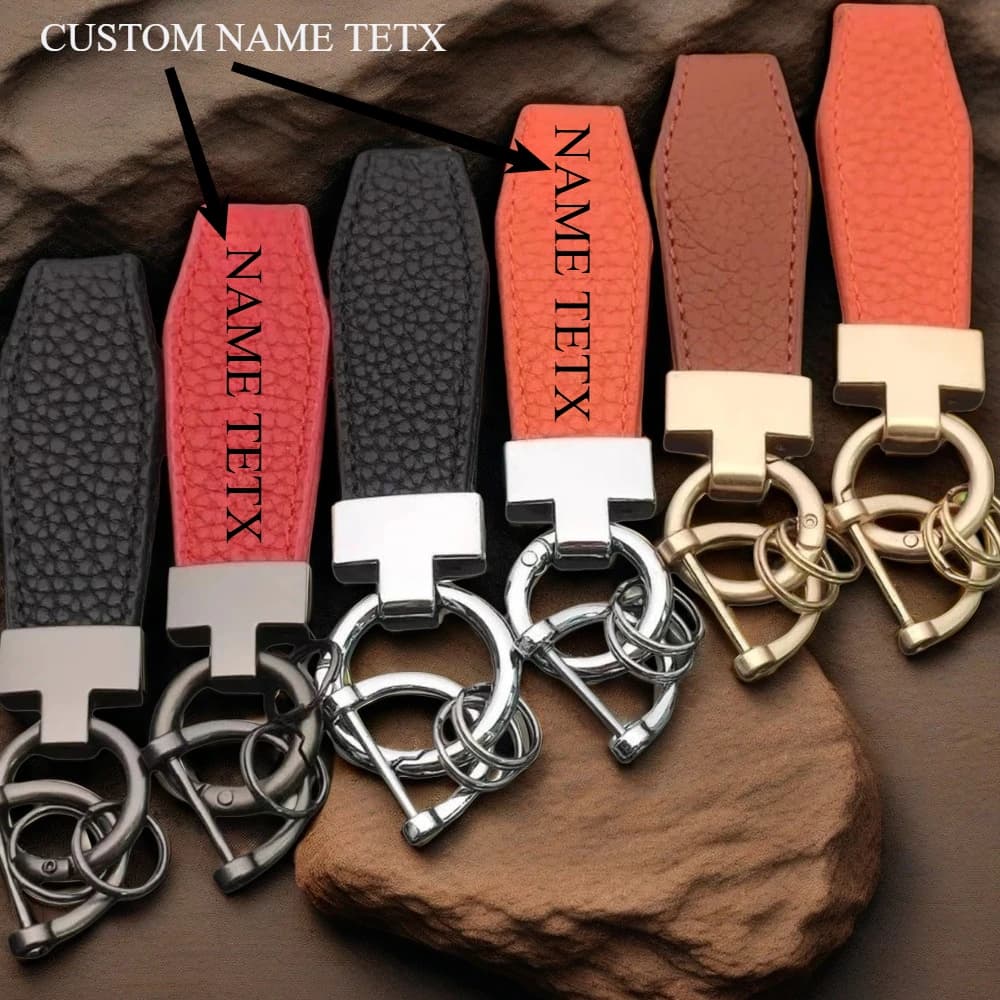 Custom Luxury Leather Keyring, Elegant Keyring for Car, Fashion Gift for Friends, Men and Women