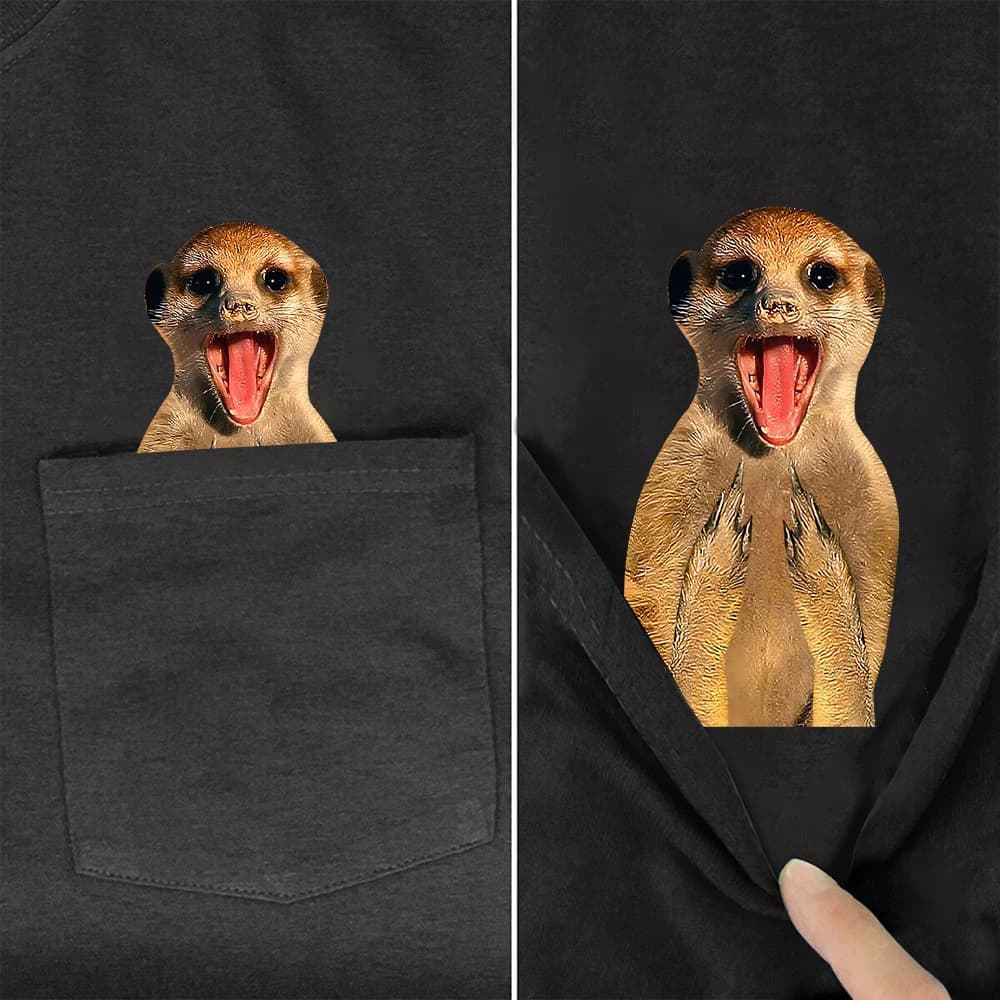 Cilocl Animals Meerkat t-shirt in cotone Cute Animal Double Middle Finger Printed Pocket t-shirt abbigliamento donna t-shirt manica corta