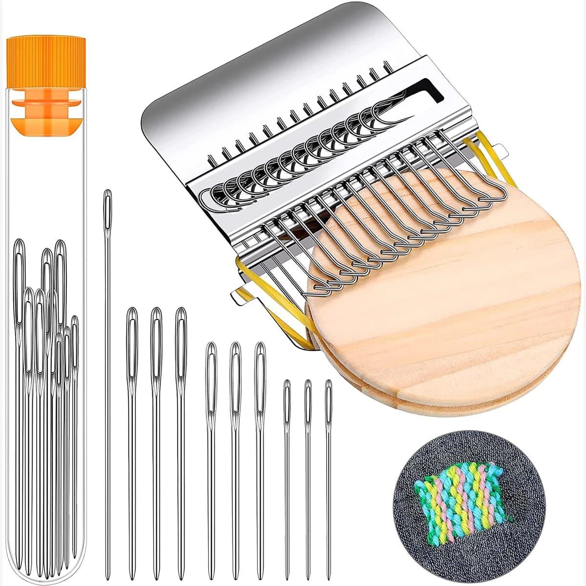 Small Weaving Loom Kit with 14 Hooks and 9 Needles Speedweve Type DIY Textile Tools Knitting Cloth Mending Accessory Quickly