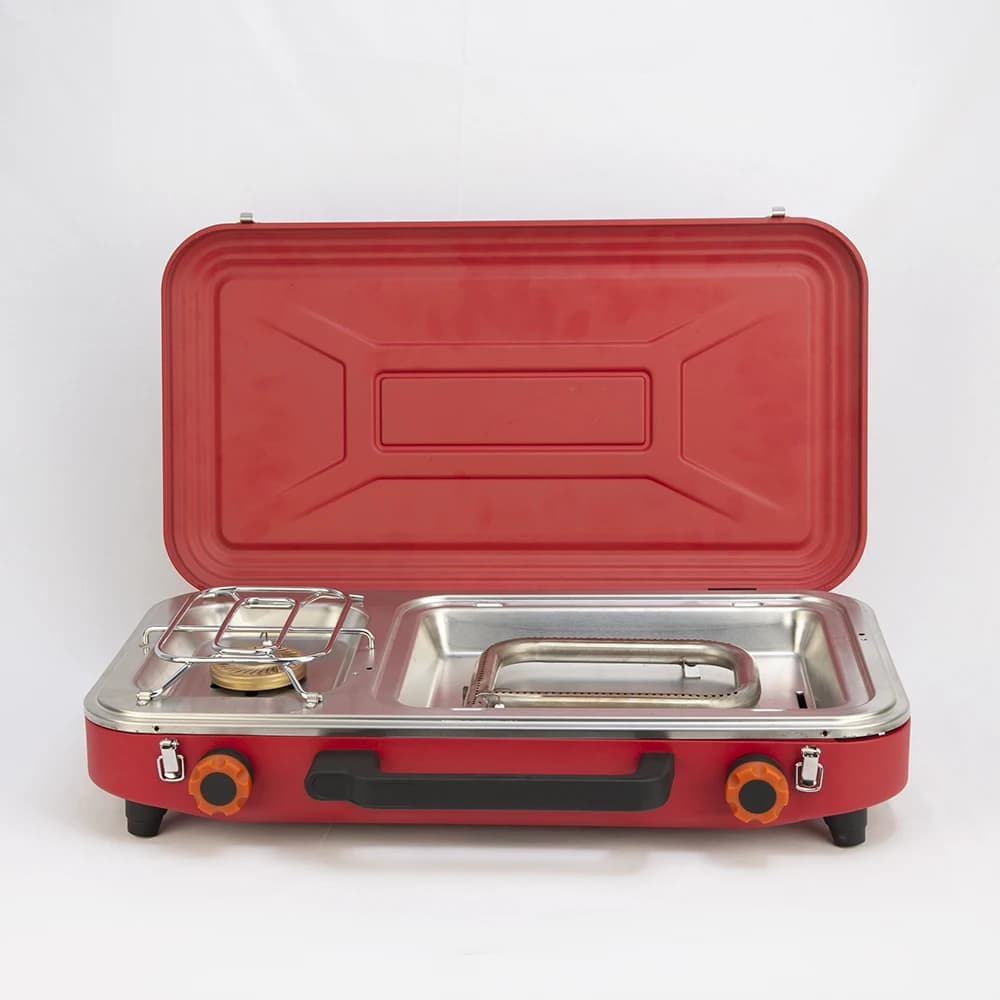 Picnic Brush to Double Burner with Separation Tanks, 5500W High Power Design A+B Windproof for Camping