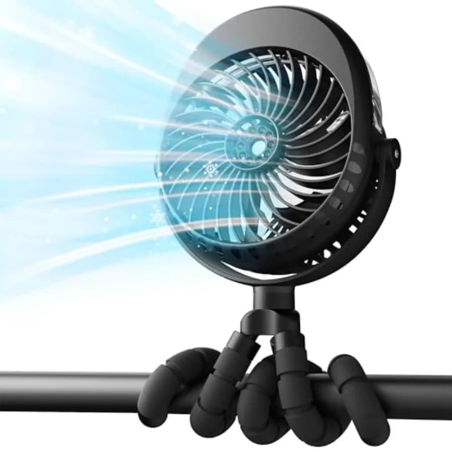 Baby Stroller Fan, Misting Fan Portable, Baby Boy Newborn Essentials Must Haves, Mist Cooling Spray Fans for Car Seat 4000mah R