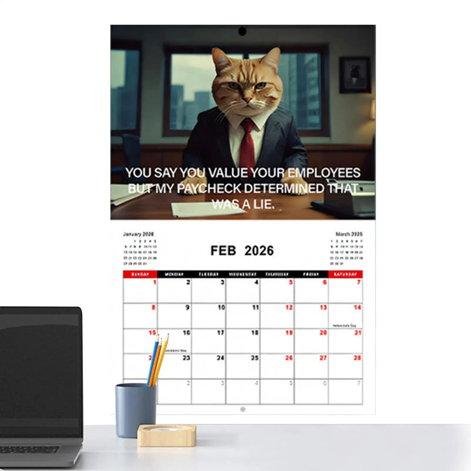 Calendario per gatti 2026 Calendario da parete verticale per gatti 2026 Design per gattini aziendali Organizzatore per agenda familiare per scrivania Cucina da tavolo