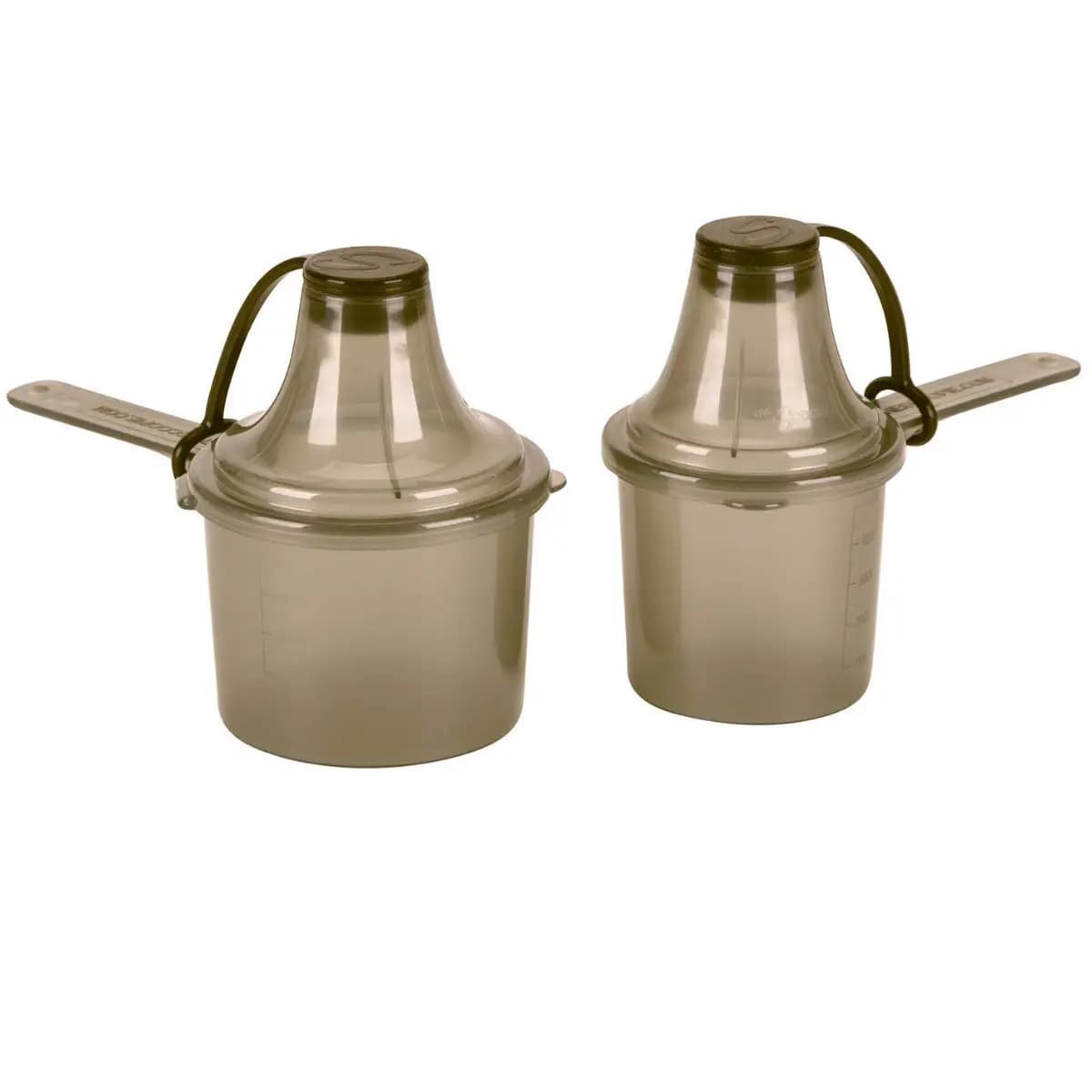 Confezione da 2 Contenitori Neri per Integratori con Dosatore e Imbuto, Dispenser Antigoccia per Proteine in Polvere da Palestra, Accessorio da Viaggio per Shaker