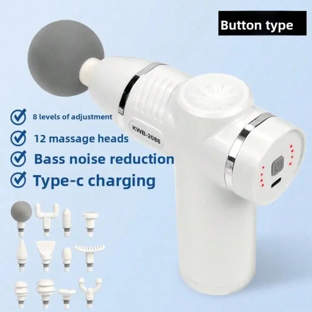 New Fascia Gun 12 Massage Heads Muscle Massage Gun New Mini Massager Relax Beating Muscle Friction Gun