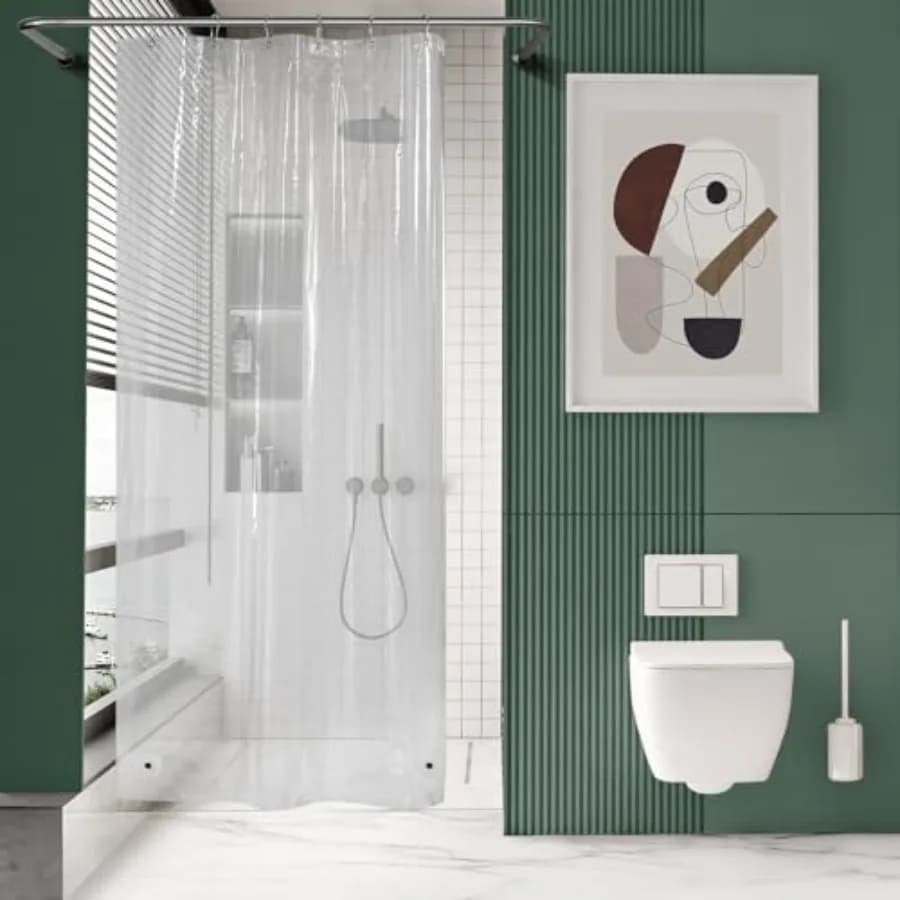 Small Shower Curtain Liner, 36x72 Stall Plastic Shower Curtain Liner, PEVA Cute Narrow Shower Liner, Stand Up Shower Curtain Li