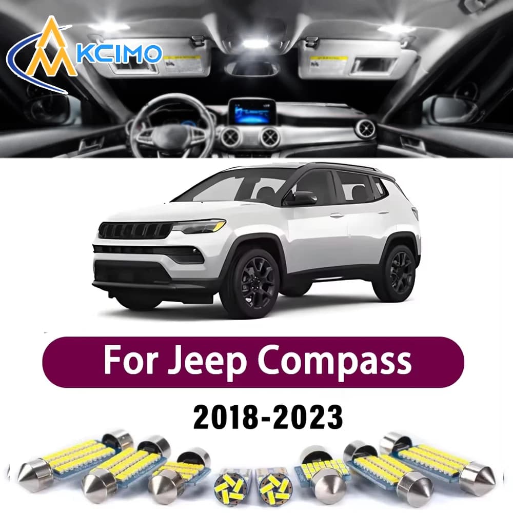 KCIMO New LED Canbus Interior Reading Dome Vanity Mirror Light Kit For Jeep Compass 2018-2023 Premium Easy Install Bright Lights
