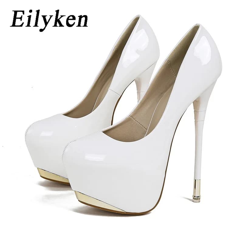Eilyken Nuovo Design Scarpe da Sposa con Tacco Alto, Eleganti Sandali con Plateau Sexy, Scarpe Firmate alla Moda con Punta Rotonda