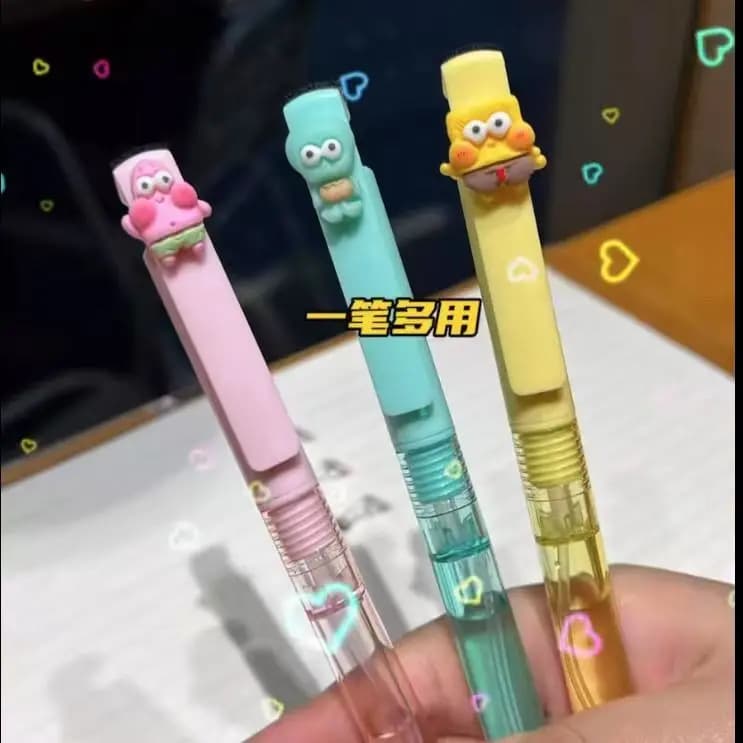 Penna Spray Acqua SpongeBob & Patrick, Penna Gel Neutra Creativa da 0,5 mm, Strumento di Scrittura Multifunzionale Carino e di Grande Valore per l'Uso Quotidiano