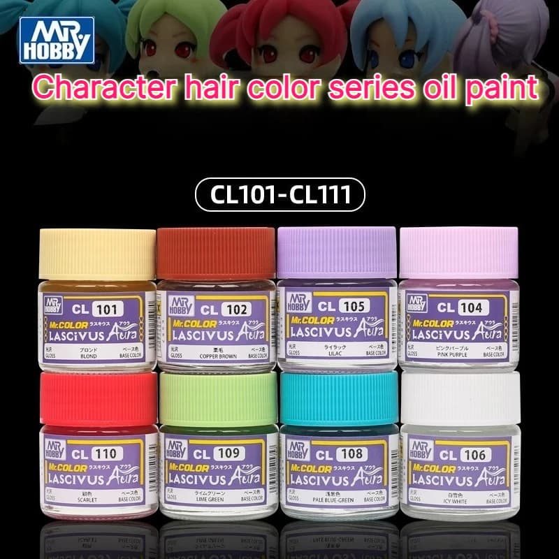 Mr.Hobby CL101-CL111 Oil Lacquer Paint Anime Girl Figure Hair Base Color Pigment for GK Garage Kit Doll Airbrush Painting