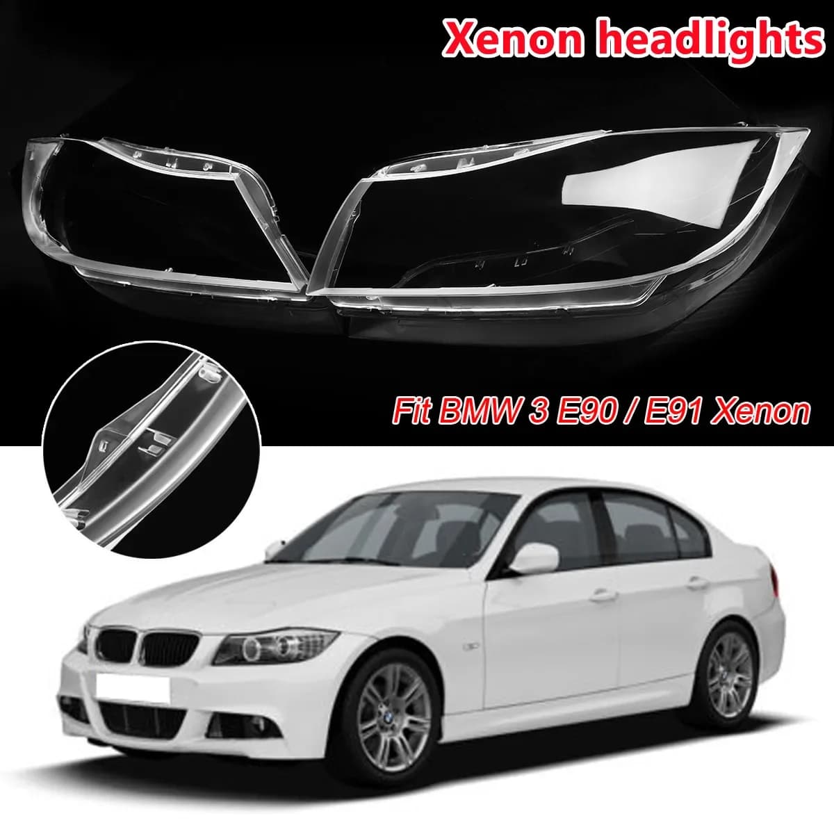 Auto Xenon Faro Ombra Copertura Faro Copertura Per Bmw Serie 3 E90 E91 2006-2012 Facelift Faro Lente Trasparente Borsette