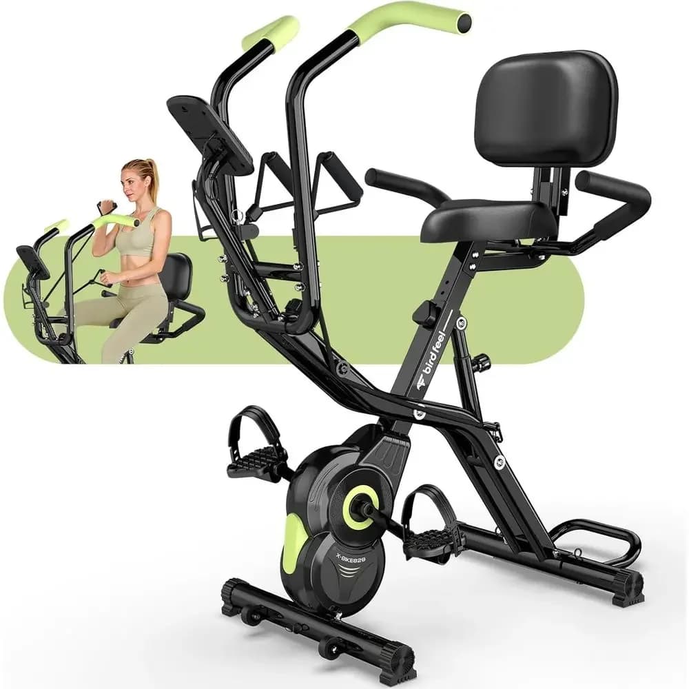Cyclette a 8 Livelli di Tensione Magnetica con Monitor LCD e Bande di Resistenza per Braccia, Adatta per Casa, Supporta fino a 136 kg