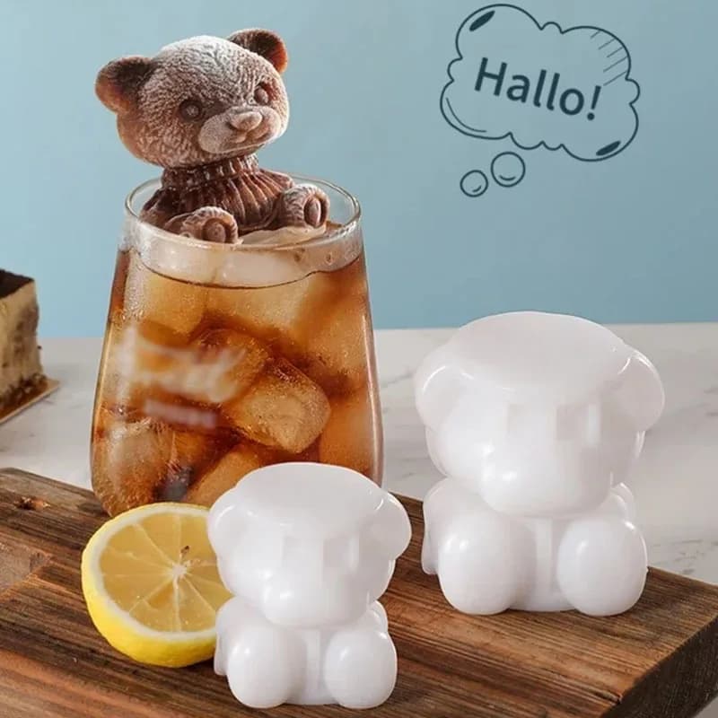 Stampo in silicone 3D a forma di orso (1-5 pezzi) per ghiaccio, per whisky, cocktail e bevande da festa, di grado alimentare