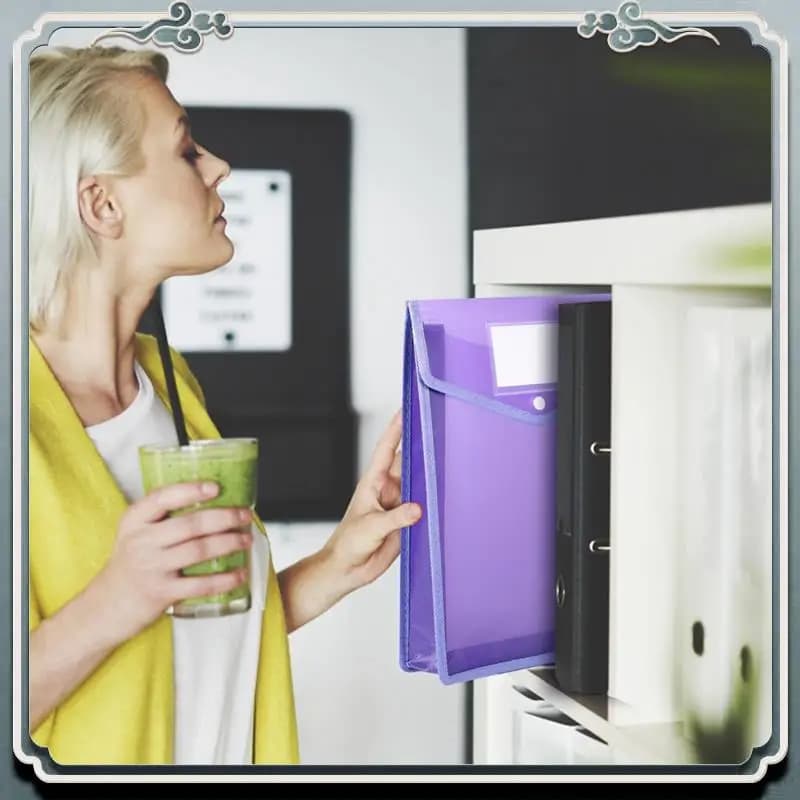 Cartella portadocumenti buste in plastica A4 premium da 6 pezzi con slot per schede con chiusura a bottone