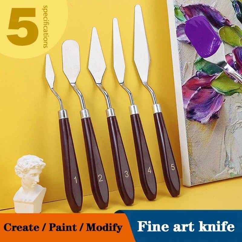 5/7 pieces set art oil painting scraper palette knives stainless steel artist students watercolor pigment school stationery wood