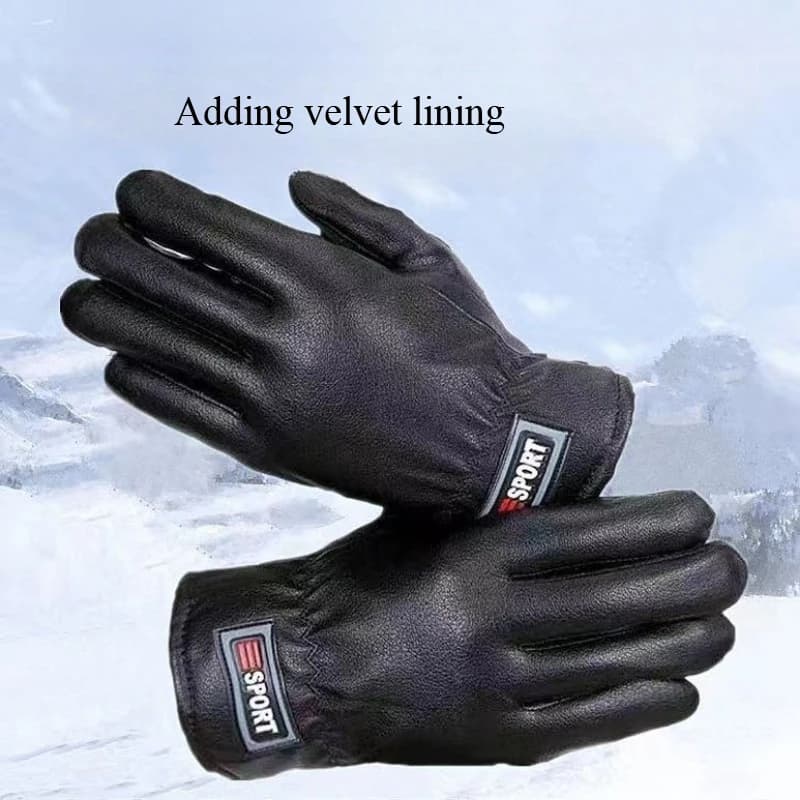Guanti invernali da uomo in pelle di cotone, guanti da ciclismo autunnali e invernali, impermeabili, resistenti al freddo, ispessiti e peluche