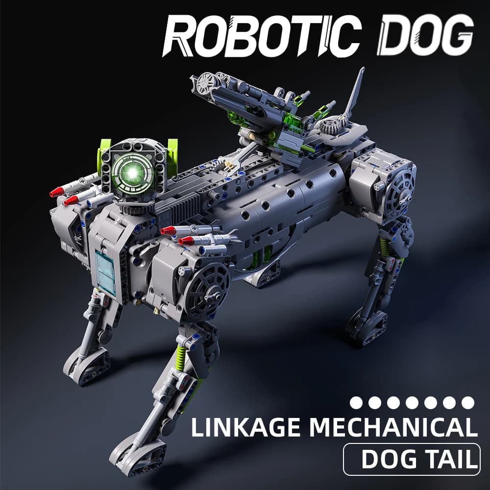 KAVOWORLD 1609 pz. Robot Cane Telecomandato da Costruire, Giocattolo STEM RC con Luci LED e Torretta di Tiro, Regalo per Adolescenti e Adulti