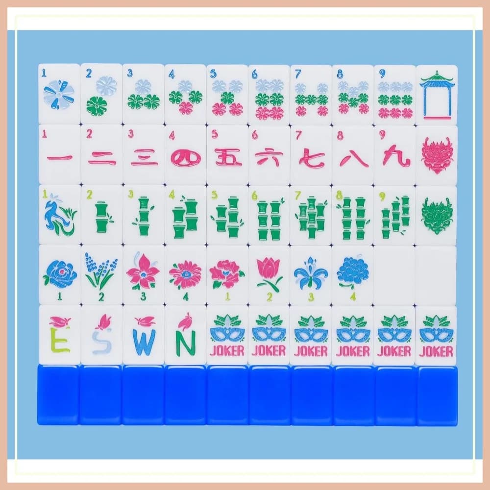 Set di Tessere Mahjong Americano con Borsa per il Trasporto, 160 Tessere in Acrilico Incise per Serate di Gioco
