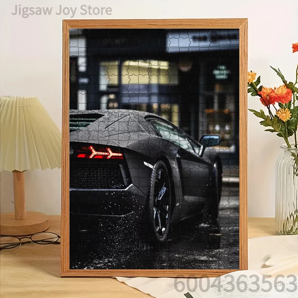 Black Sports Car Paper Jigsaw Puzzle High Definition Printed Paper Puzzle For Home Wall Art Decor DIY Interactive Game Toy Gift