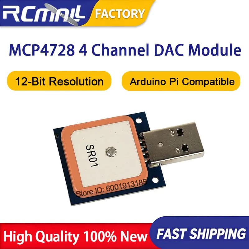 MCP4728 12 Bit I2C DAC Module 4 Channel Digital Analog Converter Breakout Board Compatible with Arduino Raspberry Pi ESP32