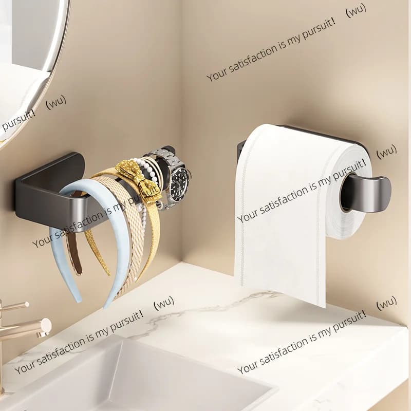 Cabinet hanging roll paper rack no punching wall mounted kitchen paper towel rack household rag plastic wrap bag storage hanger