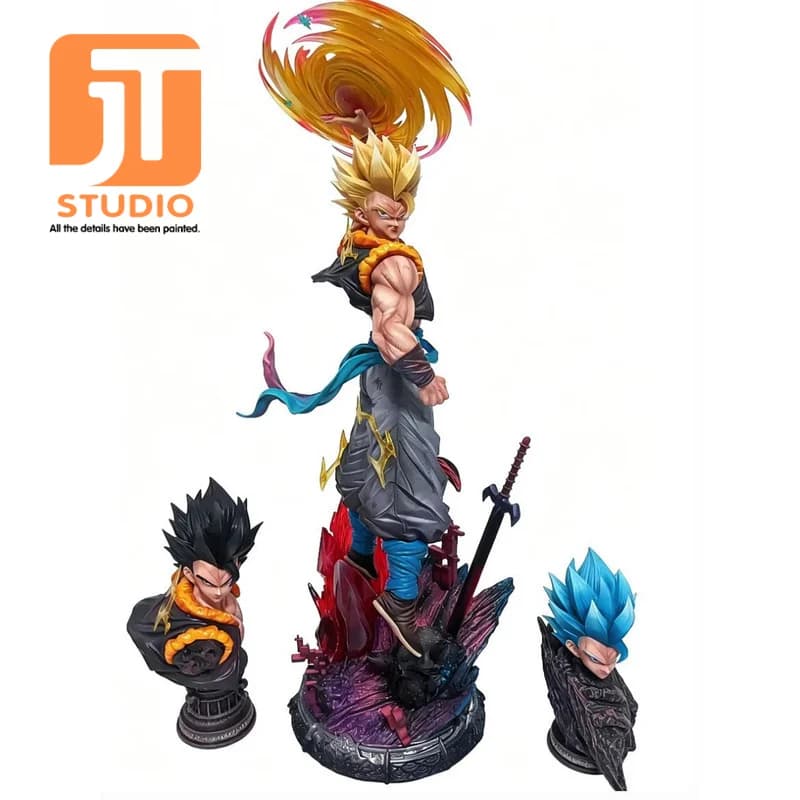 JT Studio Dragon Ball Z SSJ2 Gogeta 47cm Action Figure Statua Ornamento da Scrivania PVC Anime Figure Figma Statuetta Giocattoli da Collezione