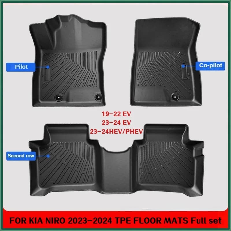 Tappetini in TPE per KIA Niro EV Hybird LHD 2019-2025 | Accessori per auto antiscivolo impermeabili su misura