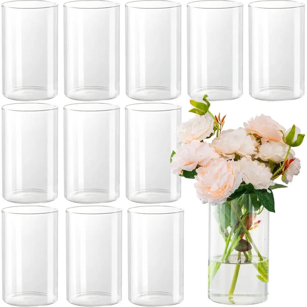 Vasi cilindrici in vetro per centrotavola, vaso per fiori alto 6 pollici per decorazioni nuziali, vasi in vetro trasparente per candele galleggianti