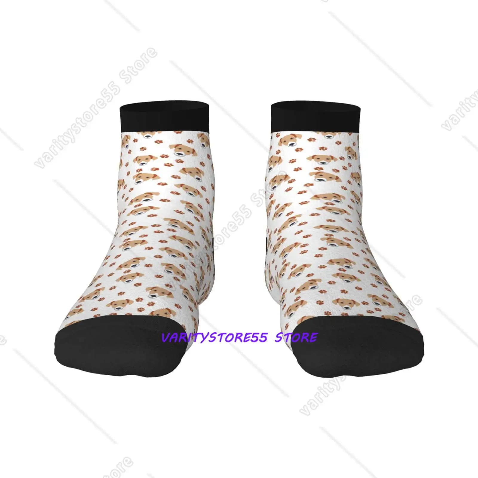 Labrador Retriever Dog Pattern Crew SocksToe Seamed Ankle Cushioned Breathable Athletic Crew Sports Socks