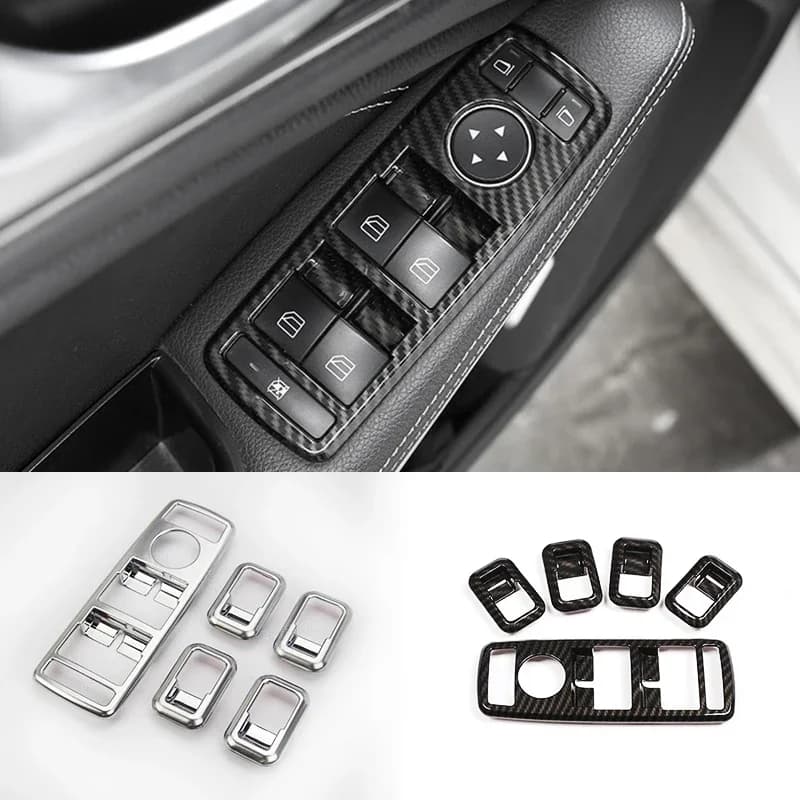 Copertura del pannello interruttori alzacristalli in fibra di carbonio per Mercedes-Benz Classe A B C E W176 W246 W204 W212, decorazione auto
