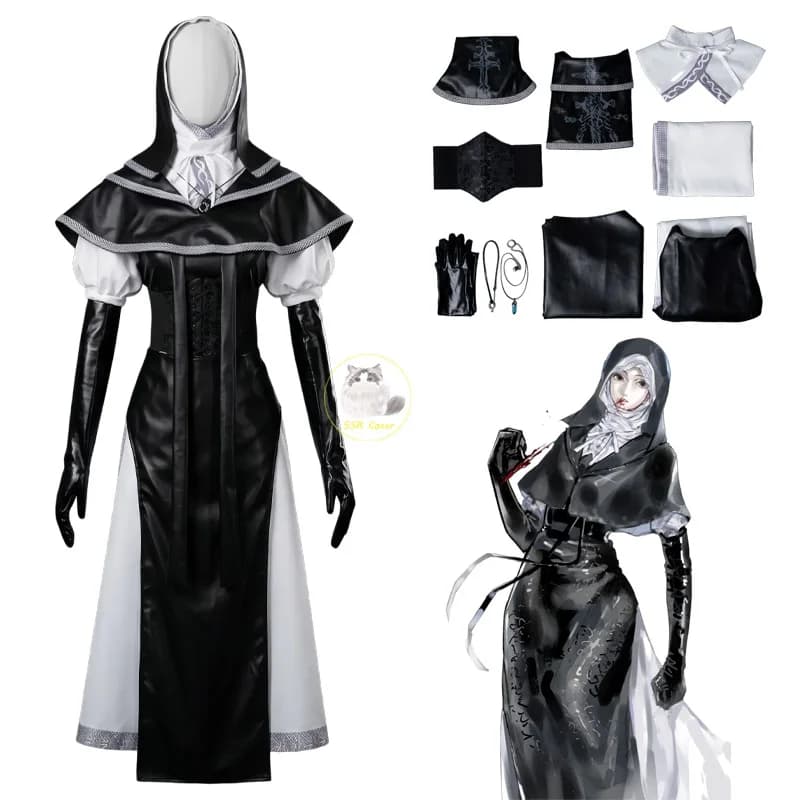 Costumi Cosplay Anime Game Undertaker, Uniforme da Notturna Guardiana, Mantello in Pelle, Guanti, Gonna, Accessori per Halloween, Uniforme da Donna