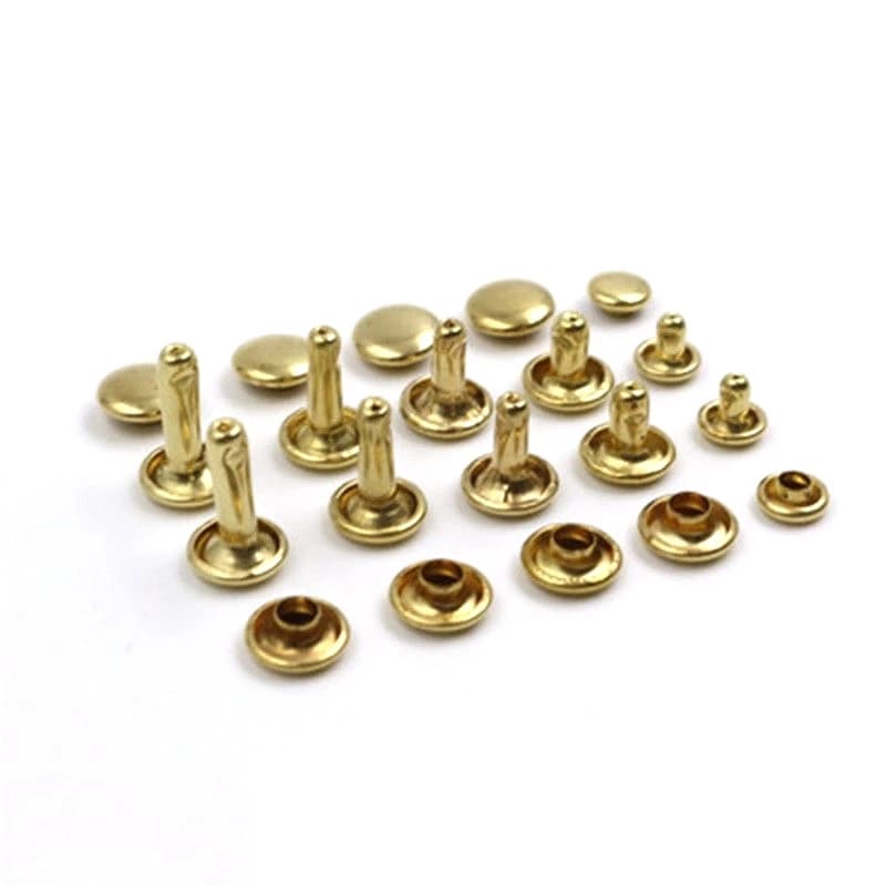 100 Set Ottone Doppio Tappo Rivetti Borchie Rotonde Chiodi di Collisione per Borsa Cintura Abbigliamento Indumento Scarpe di Fissaggio Parti Accessori