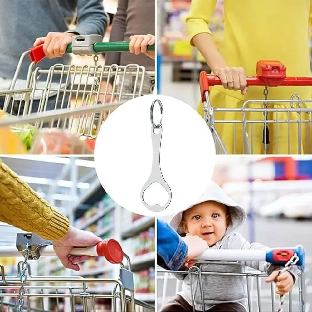 Durable Mini Cart Key Key Chain Metal Portable Trolley Keychain Removable Key Ring Supermarket Use