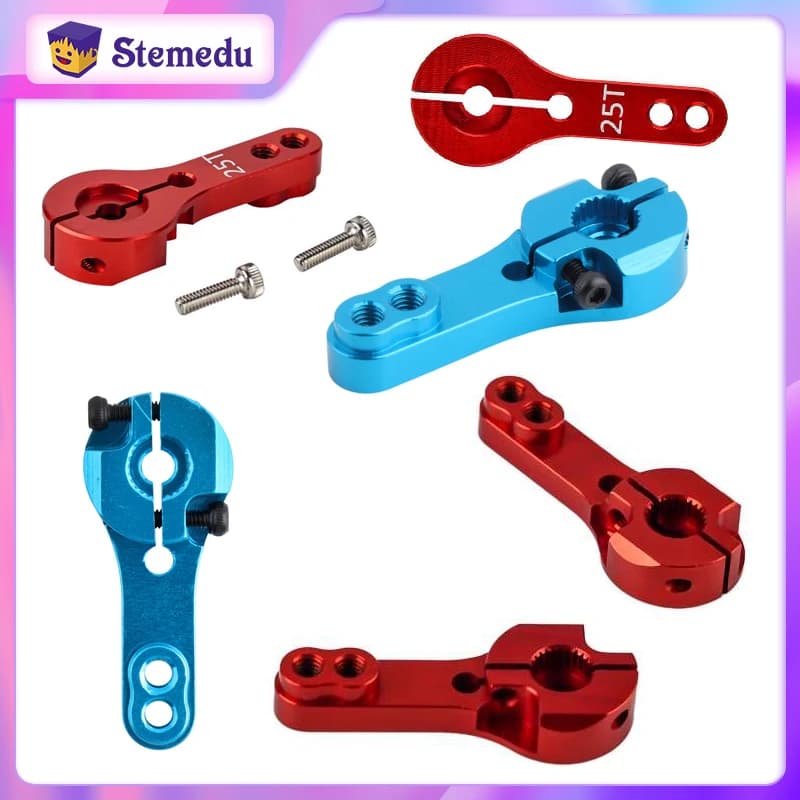1PCS/2PCS/4PCS Rosso/Blu 25T Standard In Alluminio Servo Corno Braccio In Metallo Servi Parti 25T Metallo di Controllo Remoto Servo Braccio Robotico