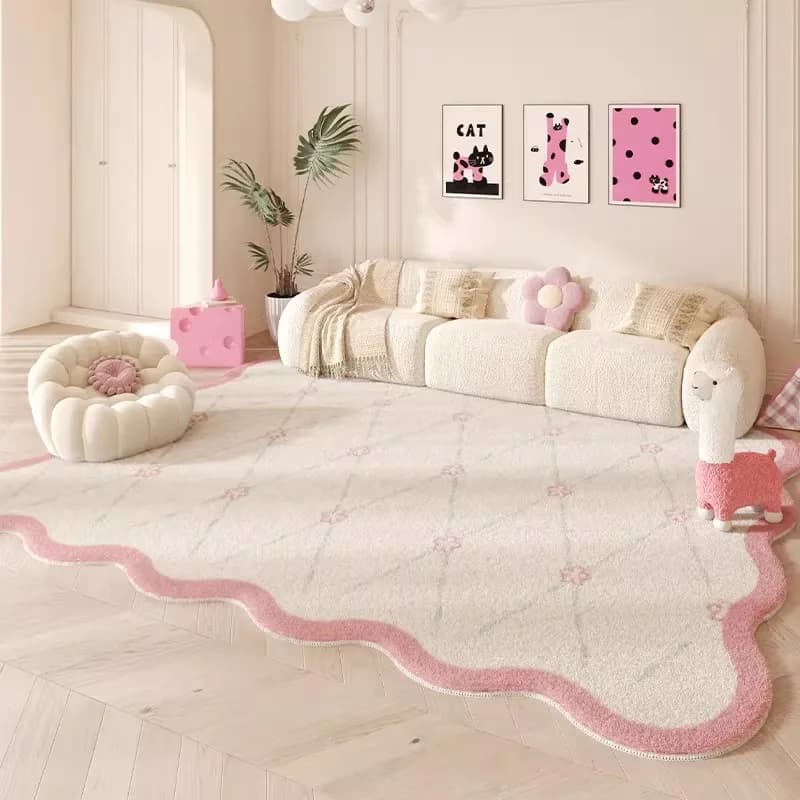 Carpet for Living Room Soft Fluffy Floor Mats Pink Dopamine Rug Bedroom Bedside Mat Large Irregular Rugs Home Decor Alfombra