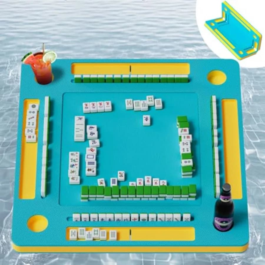 Tavolo Galleggiante per Mahjong da Piscina - Tavolo Pieghevole da 85 cm per Giochi d'Acqua, Carte e Tessere - Portatile per Piscina e Vasca Idromassaggio